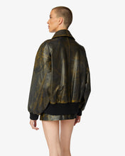 Load image into Gallery viewer, Workwear Rub-Off Leather Bomber | Unisex Coats & Jackets Black | GCDS®