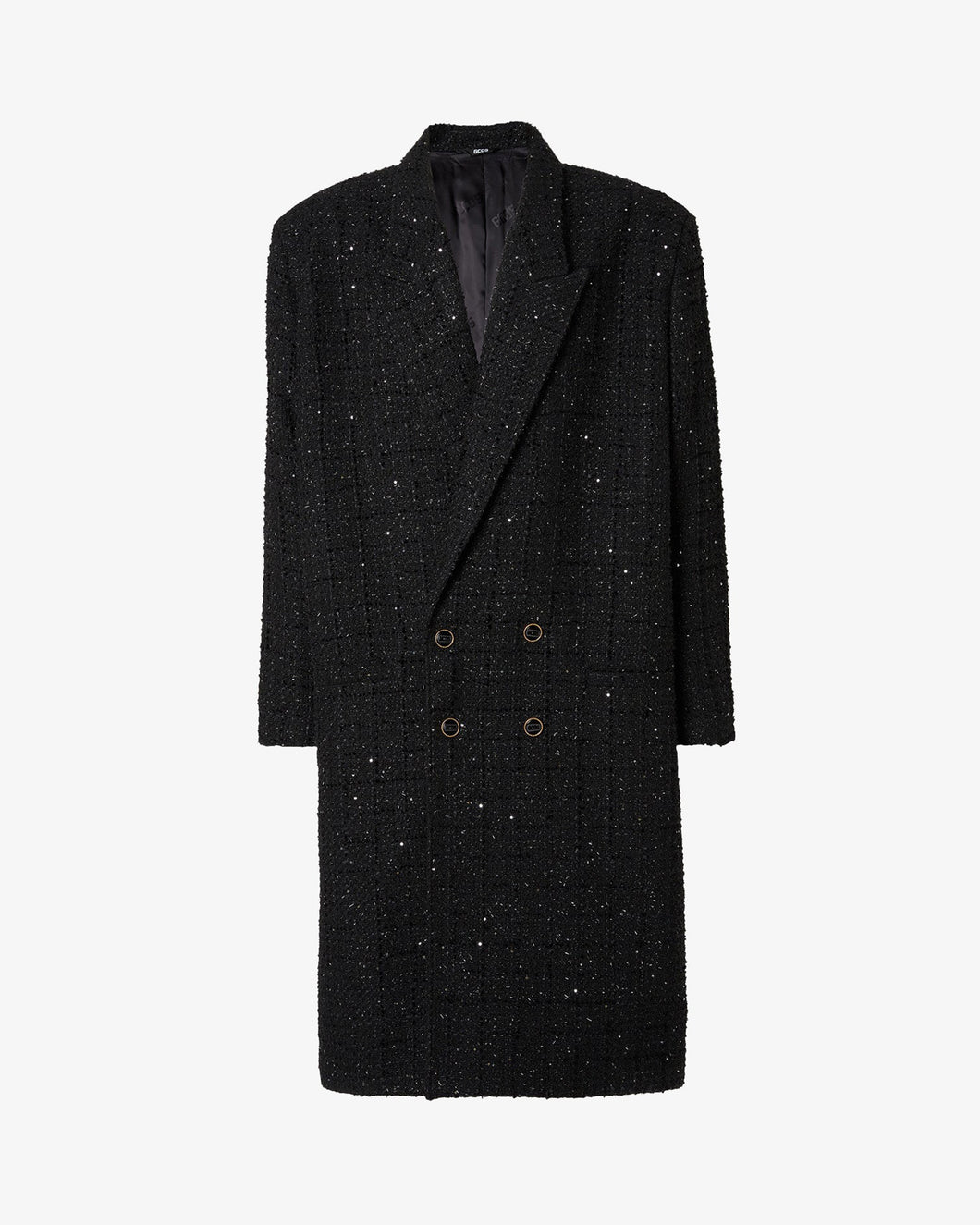 Double Breasted Tweed Coat  | Unisex Coats & Jackets Black | GCDS®