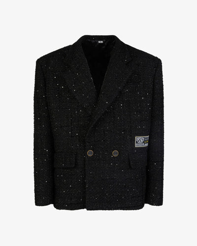 Double Breasted Tweed Blazer | Unisex Coats & Jackets Black | GCDS®