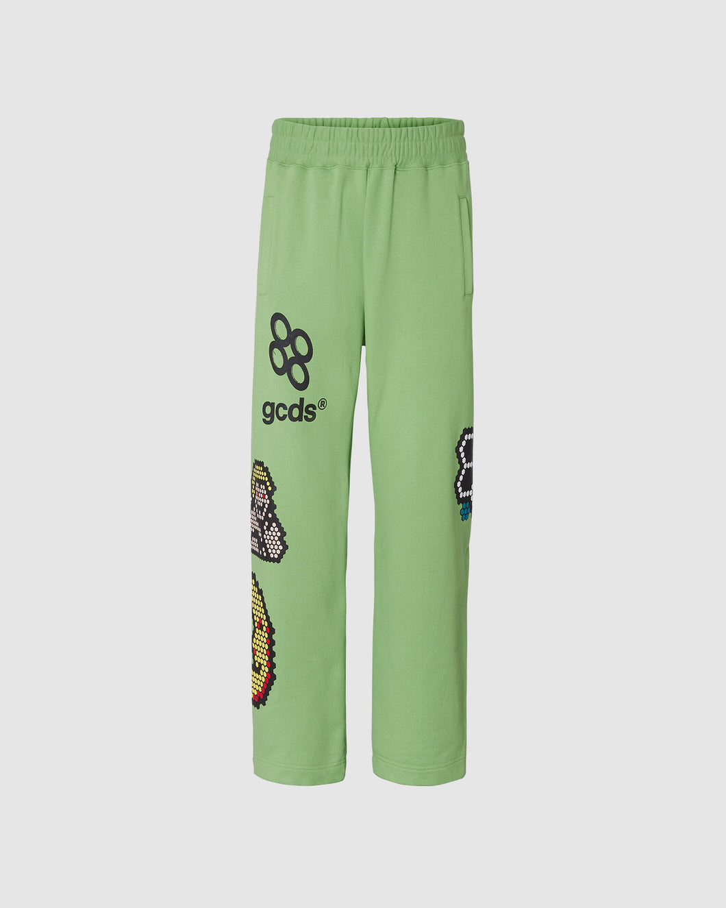 Plush wide sweatbottoms: Men Trousers Green | GCDS