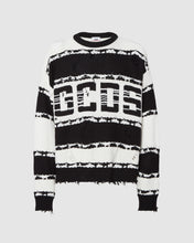 Carica l&#39;immagine nel visualizzatore di Gallery, Striped logo sweater : Men Knitwear Black | GCDS
