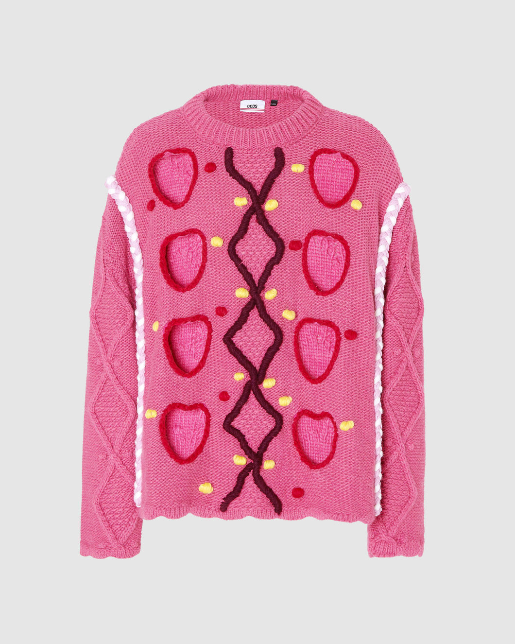 Embroidered puffy sweater: Unisex Knitwear Fuchsia | GCDS