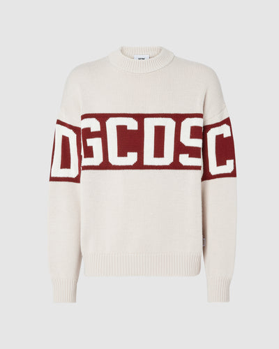 Gcds wool logo band sweater: Men Knitwear Off White | GCDS