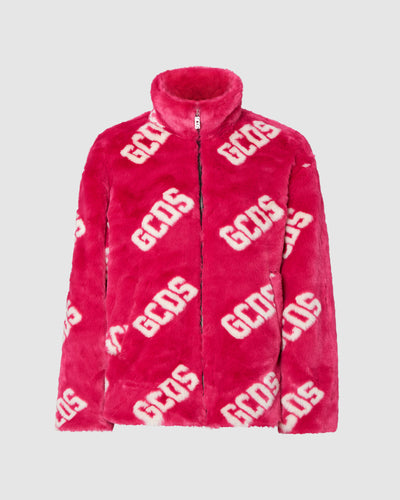 Gcds faux fur jacket: Unisex Outerwear Fuchsia | GCDS