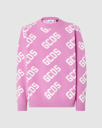 Gcds monogram jacquard sweater: Unisex Knitwear Fuchsia | GCDS