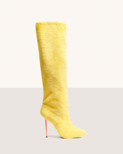 Fur boots: Unisex Shoes Yellow | GCDS