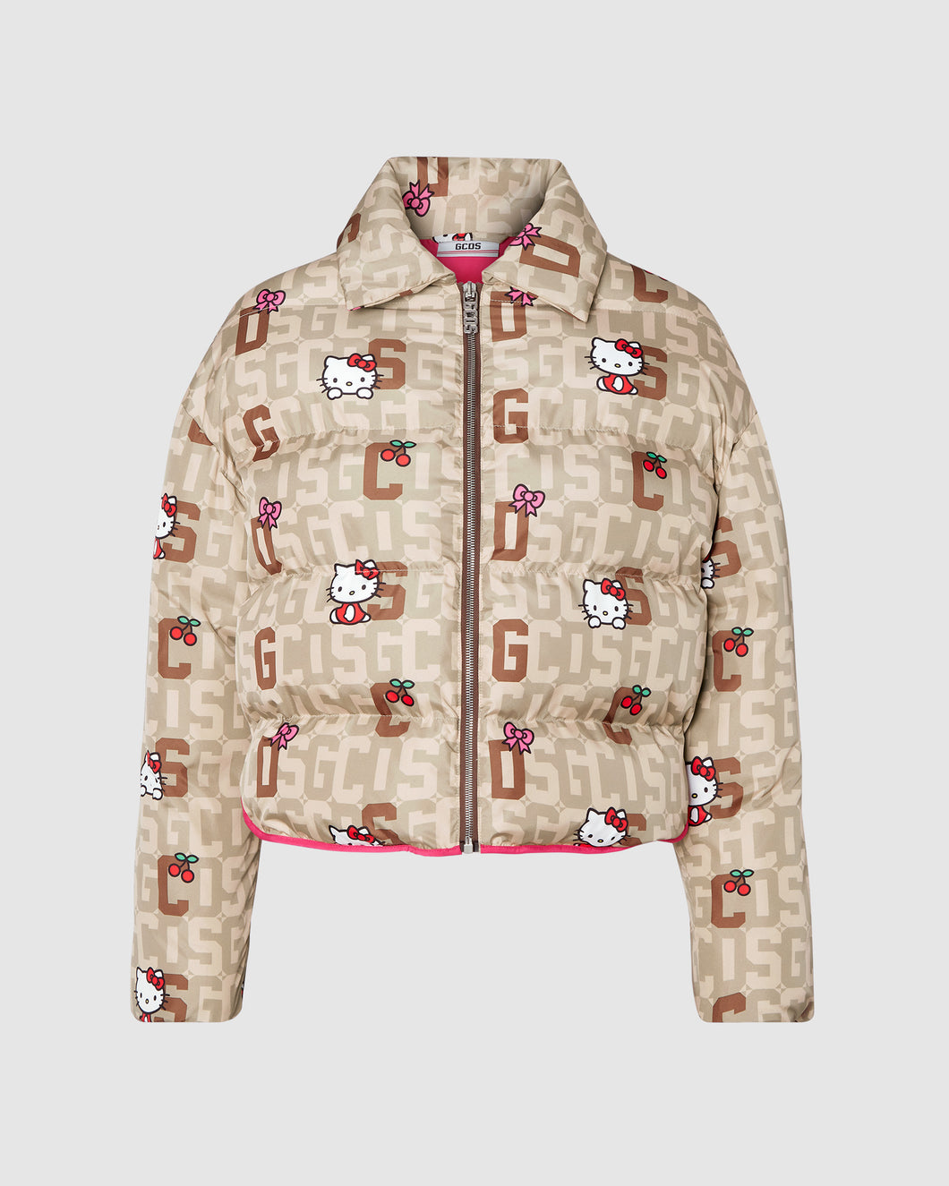 Hello Kitty monogram puffer jacket: Women Outerwear Brown | GCDS