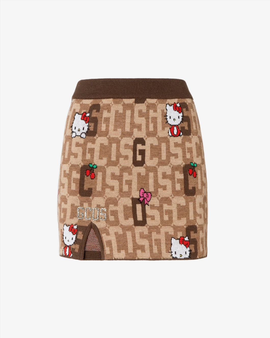 Hello Kitty monogram mini skirt: Women Skirt Brown | GCDS