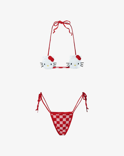 Hello Kitty Crochet Bikini : Women Swimwear Fuchsia | GCDS