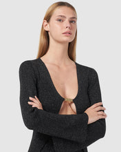 Load image into Gallery viewer, Lurex ribbed long cardigan: Women Knitwear Black | GCDS
