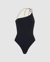Carica l&#39;immagine nel visualizzatore di Gallery, Bling one shoulder swimsuit : Women Swimwear Black | GCDS
