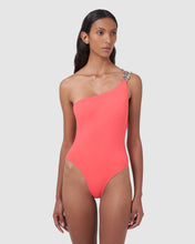 Load image into Gallery viewer, Bling one shoulder swimsuit : Women Swimwear Coral | GCDS
