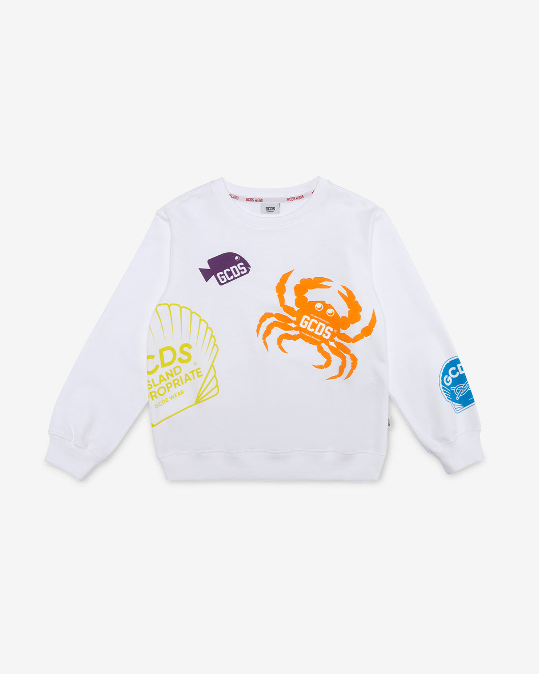 Junior Shell Crewneck: Boy Hoodies & Sweatshirts White | GCDS Spring/Summer 2023