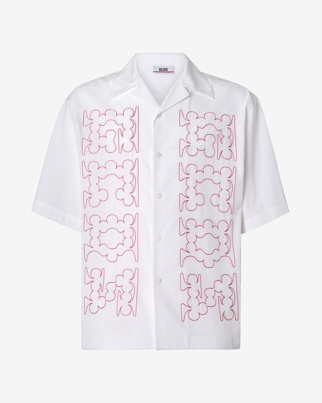 Embroidered Cotton Bowling Shirt : Men Shirts White | GCDS Spring/Summer 2023