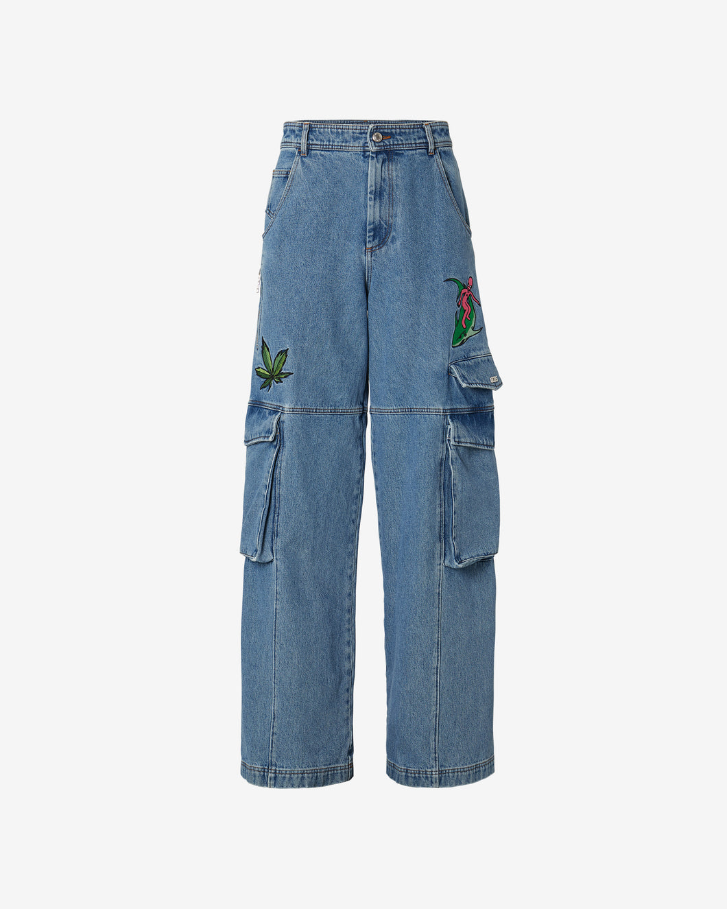 Embroidered Ultracargo Trousers : Men Trousers New Light Blue | GCDS Spring/Summer 2023