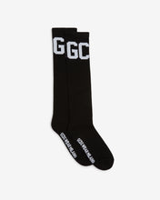 Load image into Gallery viewer, Mid Calf Band Logo Socks : Men Socks Black | GCDS Spring/Summer 2023
