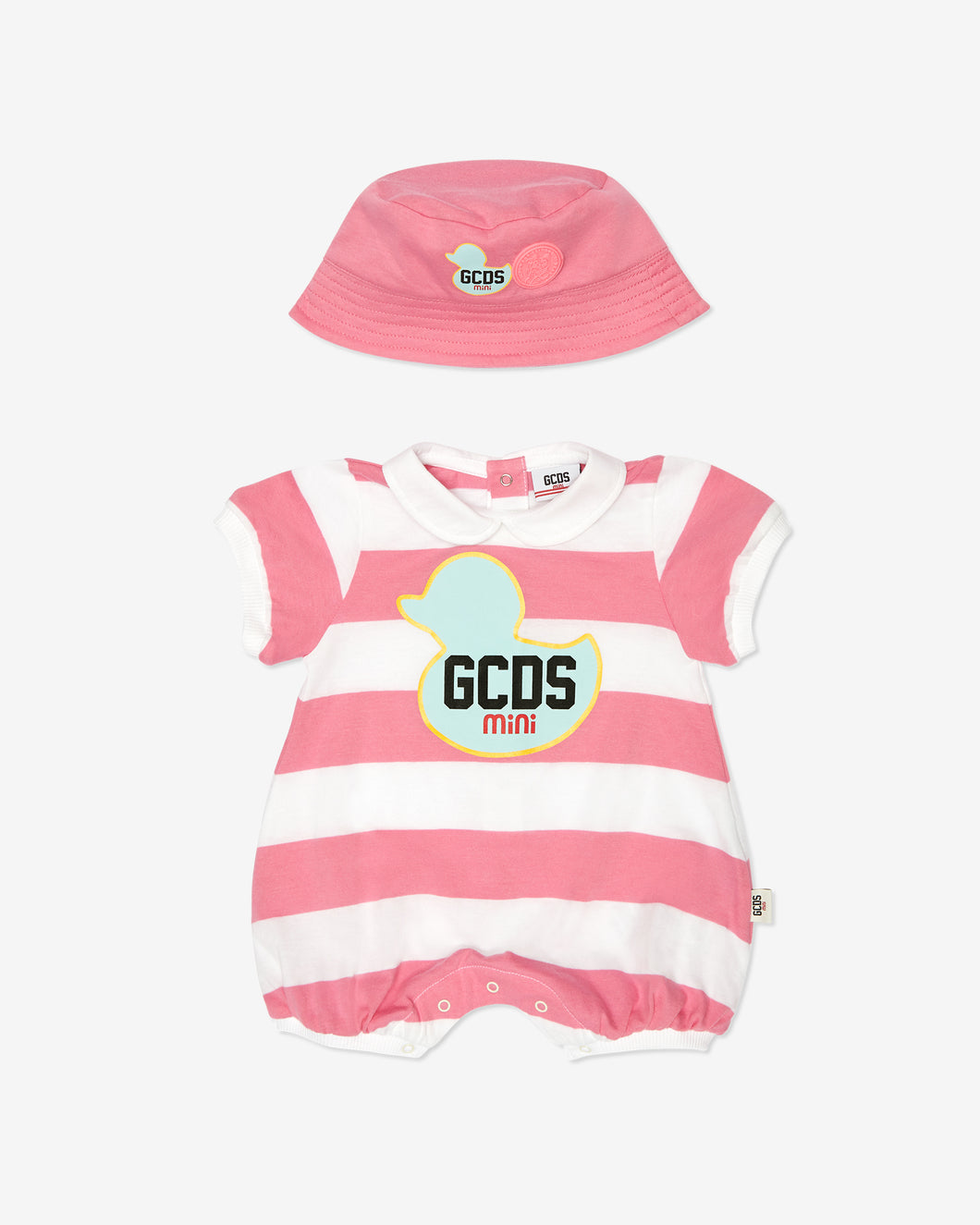 Gcds Duck Two-Piece Baby Set: Girl Playsuits and Gift Set Pink | GCDS Spring/Summer 2023