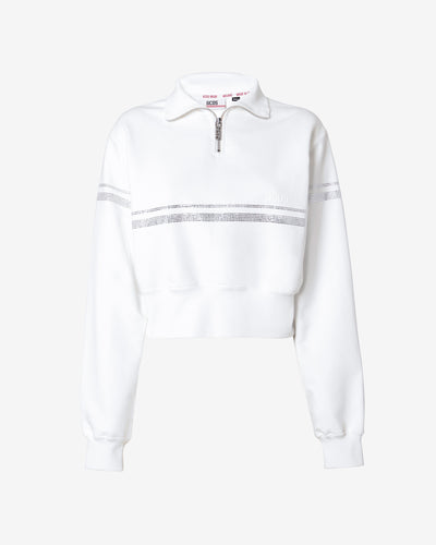 Bling Gcds Half Zip Sweatshirt : Unisex Hoodie White | GCDS Spring/Summer 2023