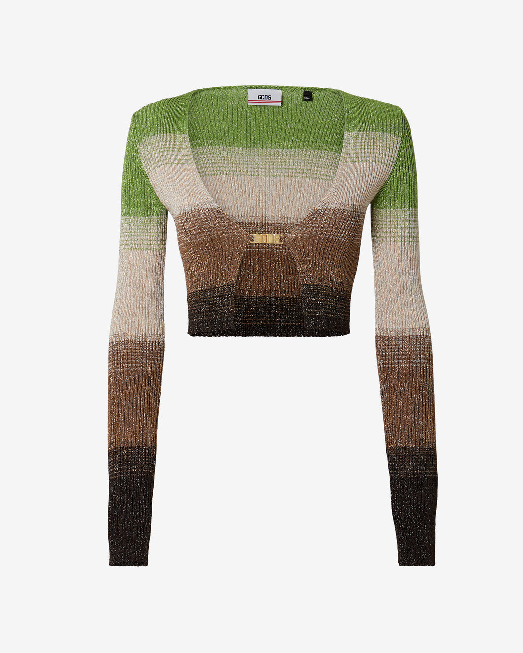 Lurex Degradé Mini Cardigan : Women Knitwear Military Green | GCDS Spring/Summer 2023