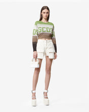 Load image into Gallery viewer, Lurex Degradé Cropped Sweater : Women Knitwear Military Green | GCDS Spring/Summer 2023
