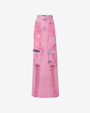 Carica l&#39;immagine nel visualizzatore di Gallery, Denim Frayed Ultracargo Long Skirt : Women Skirts Pink | GCDS Spring/Summer 2023
