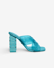 Carica l&#39;immagine nel visualizzatore di Gallery, Transpallic Criss-Cross High Sandal : Women Shoes Light Blue | GCDS Spring/Summer 2023

