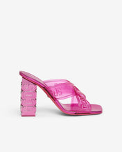 Load image into Gallery viewer, Transpallic Criss-Cross High Sandal : Women Shoes Fuchsia | GCDS Spring/Summer 2023
